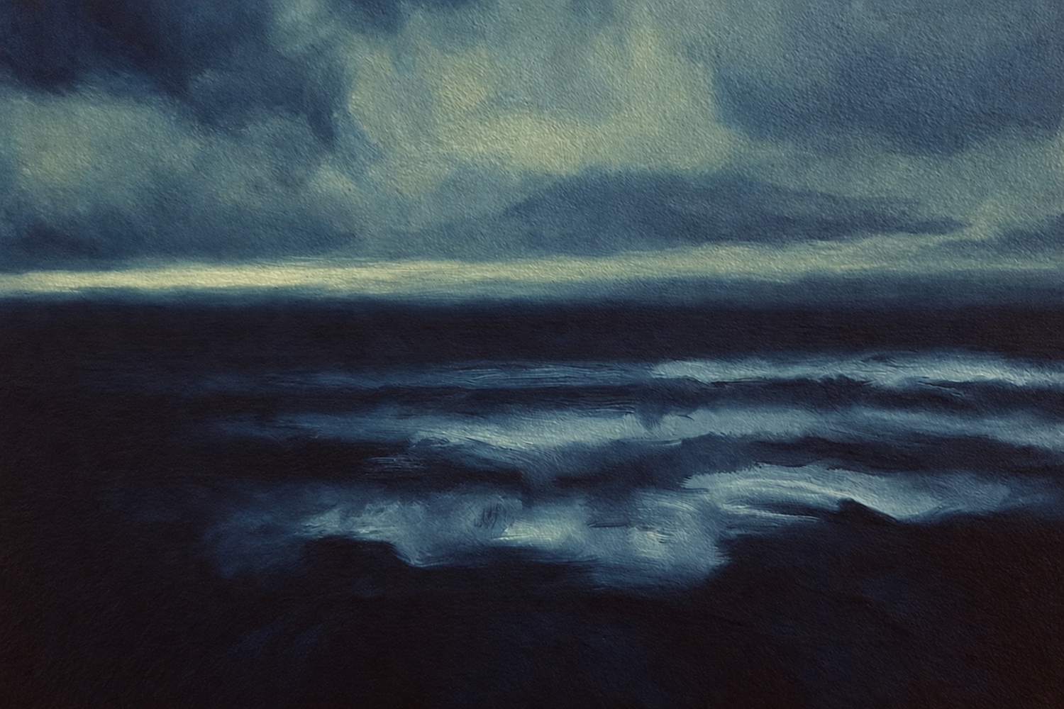 Nocturnes — oil painting of the Oregon coastline at night